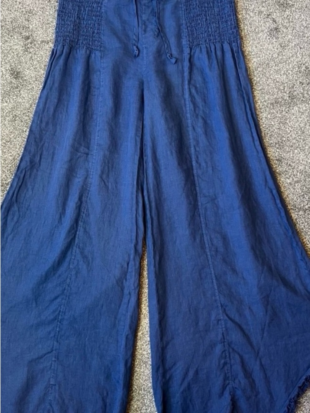 XCVI Wide-Leg Smocked Waist Pants in Denim Blue - Picture 5 of 6